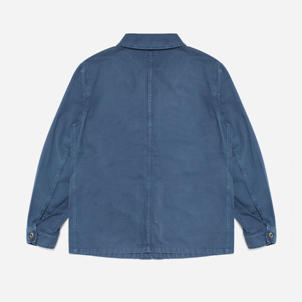 HEAVY WASH HERRINGBONE WORK JACKET - BLUE