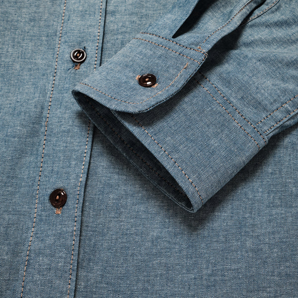 MADE IN ITALY DALTON CHAMBRAY SHIRT - BLUE