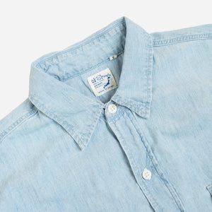 Orslow - FLAP POCKET WORK SHIRT - BLEACHED CHAMBRAY -  - Alternative View 1