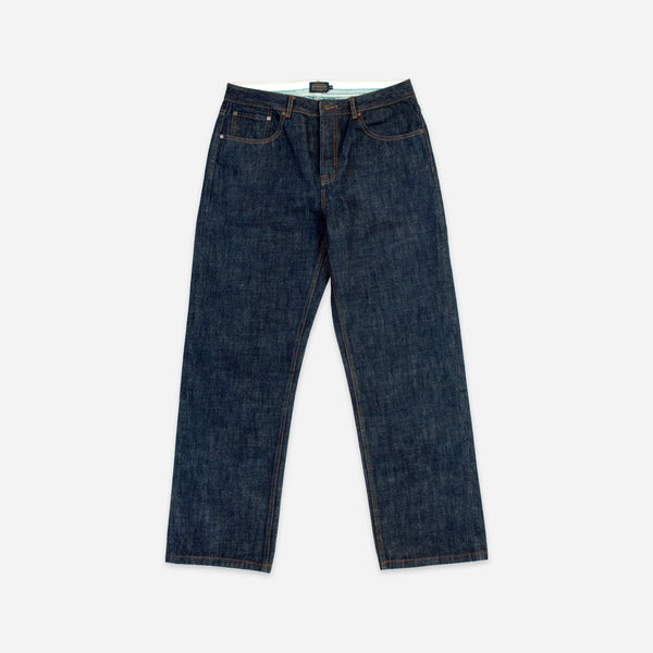 SELVEDGE NEEDLEWORK STRAIGHT DENIM JEANS - INDIGO ONE WASH