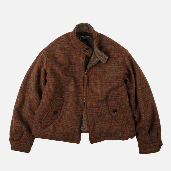 FLUFFY WOOL HARRINGTON JACKET - MAPLE