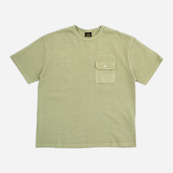 CIGARETTE POCKET PIGMENT DYEING T-SHIRT - GREEN