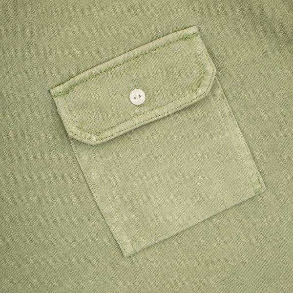 CIGARETTE POCKET PIGMENT DYEING T-SHIRT - GREEN
