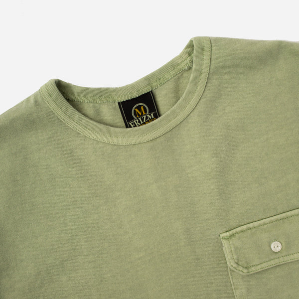 CIGARETTE POCKET PIGMENT DYEING T-SHIRT - GREEN