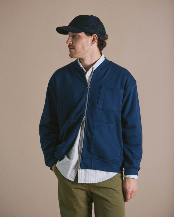 HEAVYWEIGHT SWEAT ZIP UP CARDIGAN - BLUE