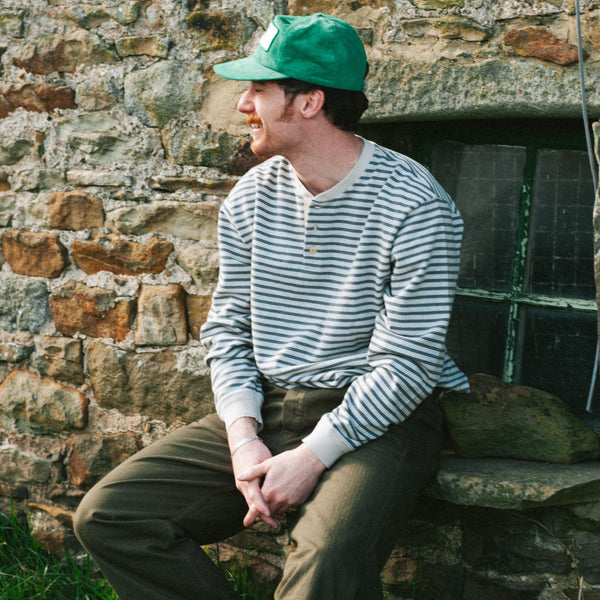 STRIPE HENLEY L/S T-SHIRT - GREY