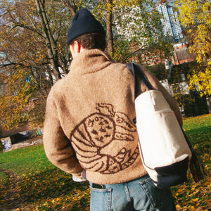 Wythe - ALPACA HANDMADE COWICHAN CARDIGAN - ARMADILLO -  - Alternative View 1