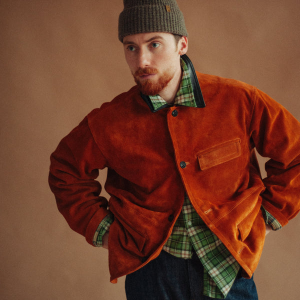 SUEDE FRENCH CAR COAT - CAMEL