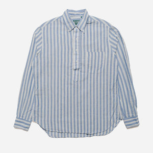 Gitman Vintage - TAN COTTON/RAMIE CABANA STRIPE SHIRT - BLUE -  - Main Front View