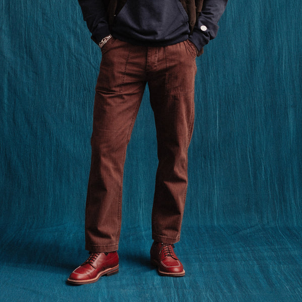 HERRINGBONE FATIGUE PANT - BROWN