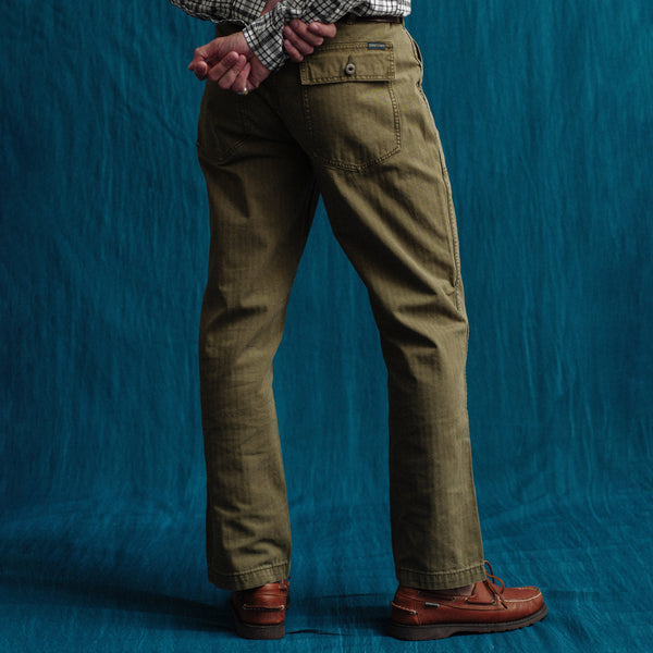 HERRINGBONE FATIGUE PANT - GREEN