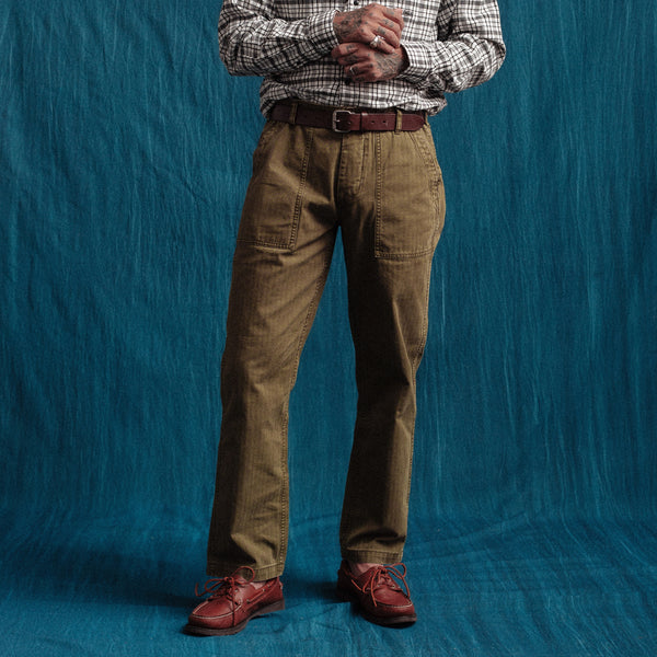 HERRINGBONE FATIGUE PANT - GREEN