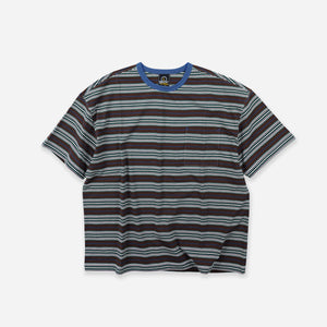 Frizmworks - HORIZON STRIPE HALF T-SHIRT - BROWN -  - Main Front View