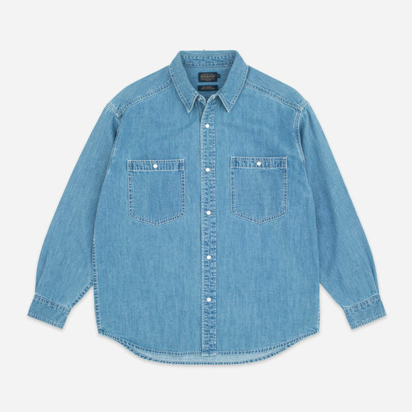 WESTERN DENIM WORK SHIRT - STONE WASH BLUE