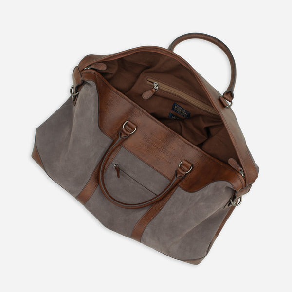 SUEDE WEEKEND BAG - BROWN