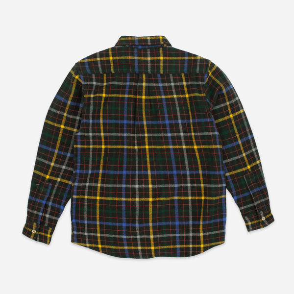 BIG POCKET FLANNEL SHIRT - PEAT/BLUE-YELLOW
