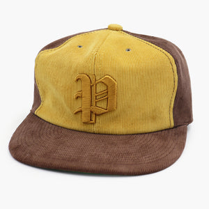 Poten - DYED CORDUROY CAP - BROWN/YELLOW -  - Main Front View