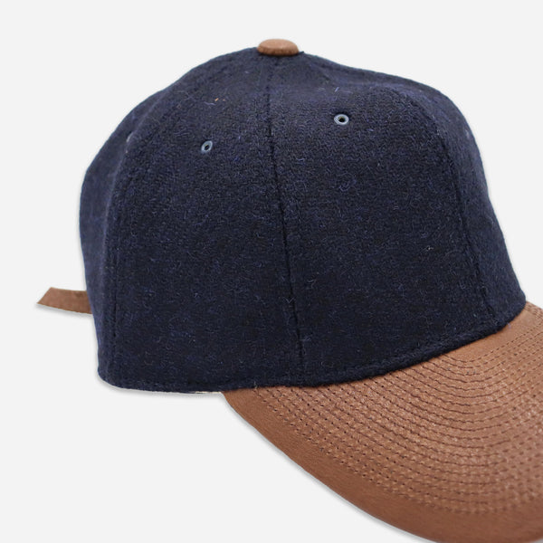 HARRIS TWEED CAP - NAVY/BROWN