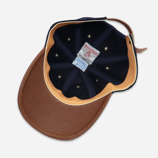 HARRIS TWEED CAP - NAVY/BROWN