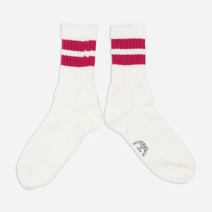 Rostersox - B LINE SOCKS - WHITE/WINE -  - Main Front View