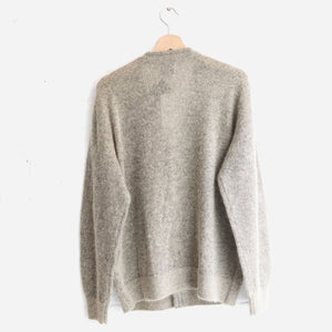 Yonetomi - SHAGGY PLAIN MOHAIR CARDIGAN - BEIGE -  - Alternative View 1