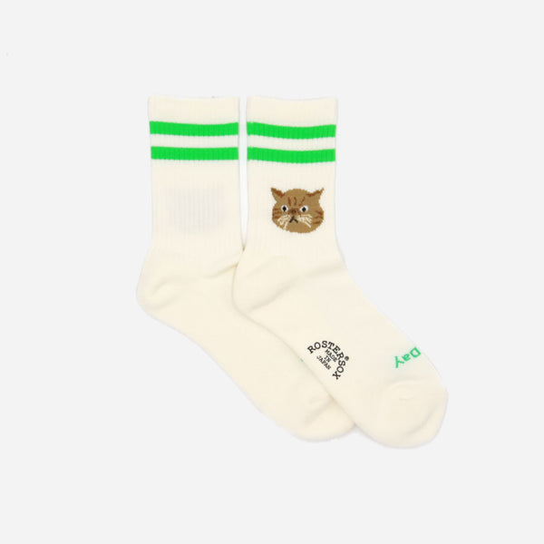 CAT SOCK - WHITE/GREEN