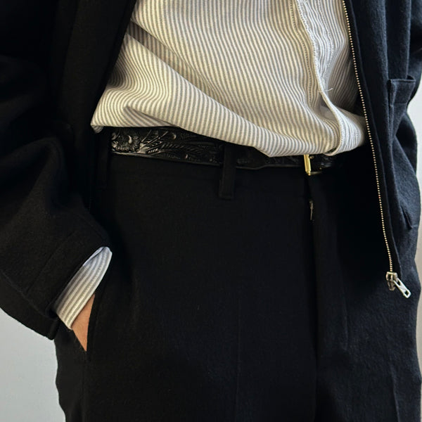 CRATER WOOL TROUSER - BLACK