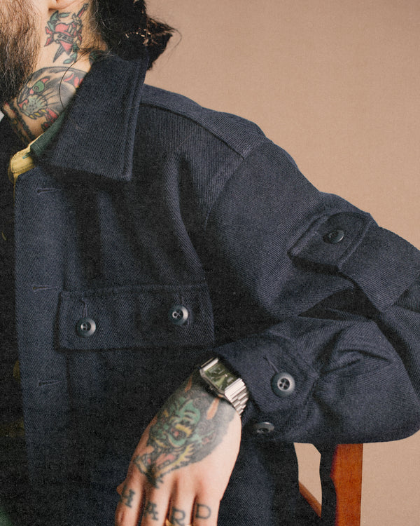 KERSEY WOOL MILITARY SHIRT JACKET - NAVY