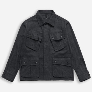 Eastlogue - WOOL JUNGLE FATIGUE JACKET - BLACK/GREY CHECK -  - Main Front View