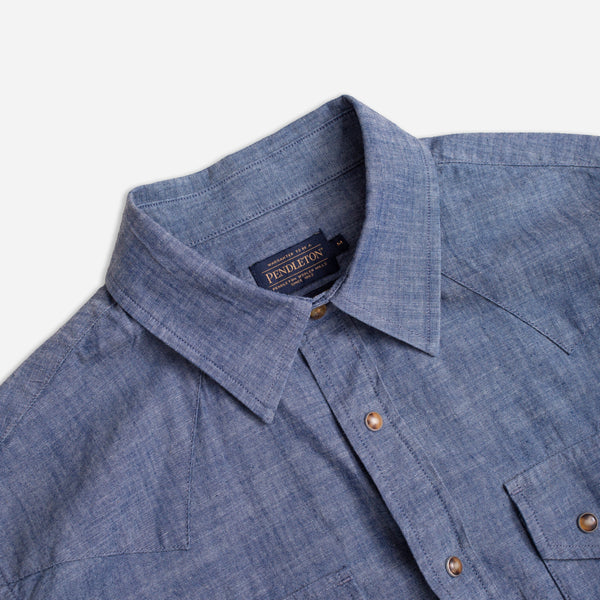 NEEDLEWORK CHANDLER CHAMBRAY SHIRT - INDIGO