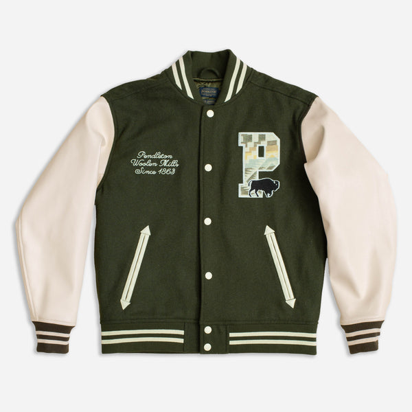 LETTERMAN VARSITY JACKET - GREEN LEAF