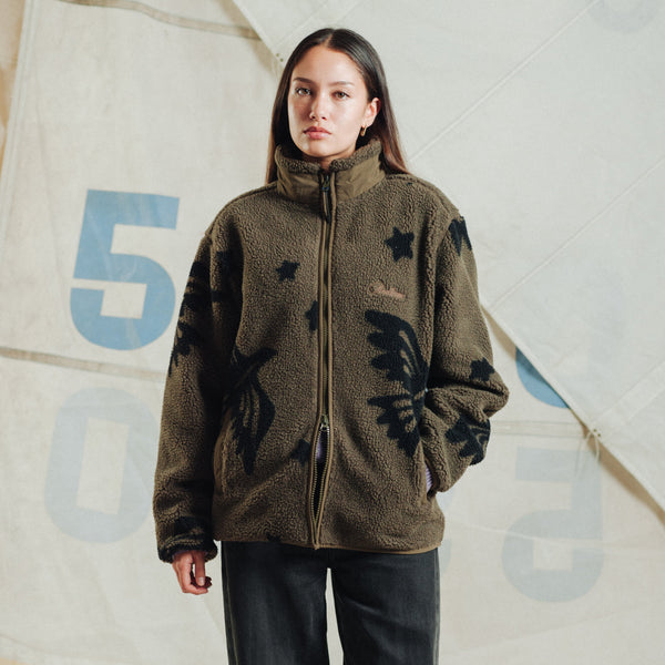 JACQUARD SHERPA FLEECE JACKET - STAR BIRD