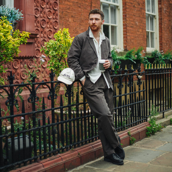 CANAL PLEATED TWILL & LINEN TROUSER - BLACK OLIVE