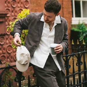 Knickerbocker - LANE TWILL & LINEN SUIT JACKET - BLACK OLIVE -  - Alternative View 1