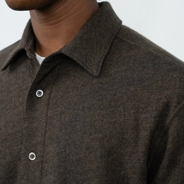 Lady White Crater Wool Button Up - Brown