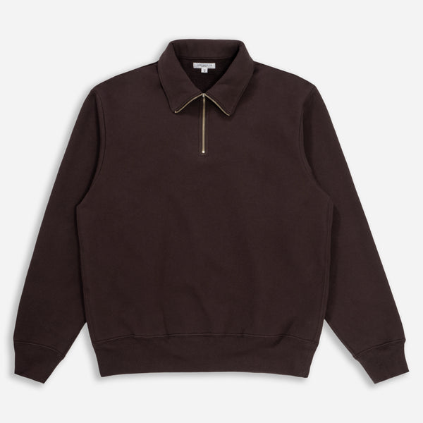 QUARTER ZIP SWEATSHIRT - MUDDY BROWN