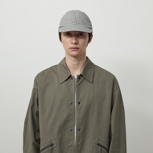 6 PANEL LINEN BASEBALL CAP - BLUE GLEN CHECK