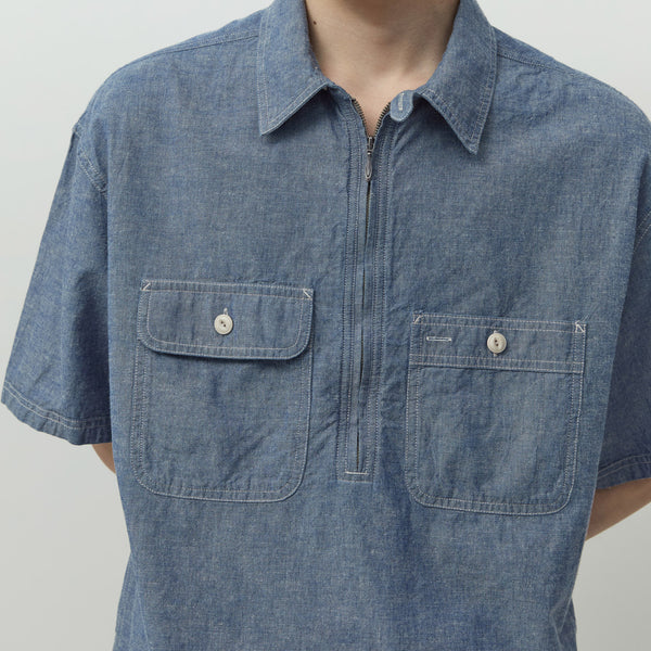 CHAMBRAY HALF SHIRT - INDIGO CHAMBRAY