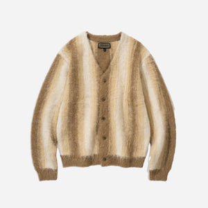 Uniform Bridge - MOHAIR STRIPE CARDIGAN - BEIGE -  - Main Front View