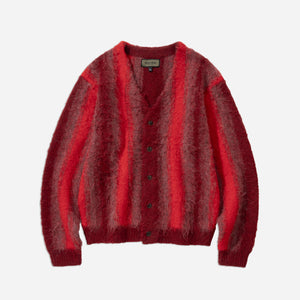 Uniform Bridge - MOHAIR STRIPE CARDIGAN - RED -  - Main Front View