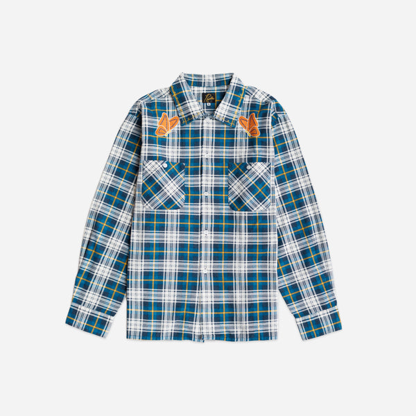Needles One-Up Shirt - Printed Flannel Blue