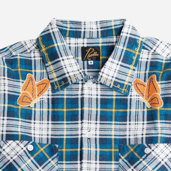 Needles One-Up Shirt - Printed Flannel Blue