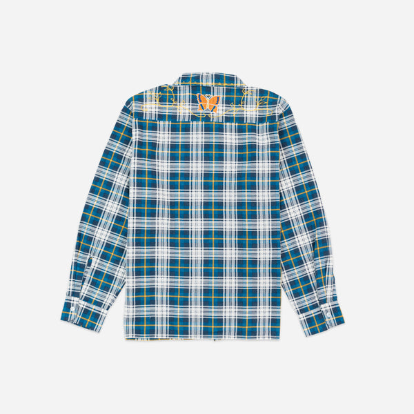 Needles One-Up Shirt - Printed Flannel Blue