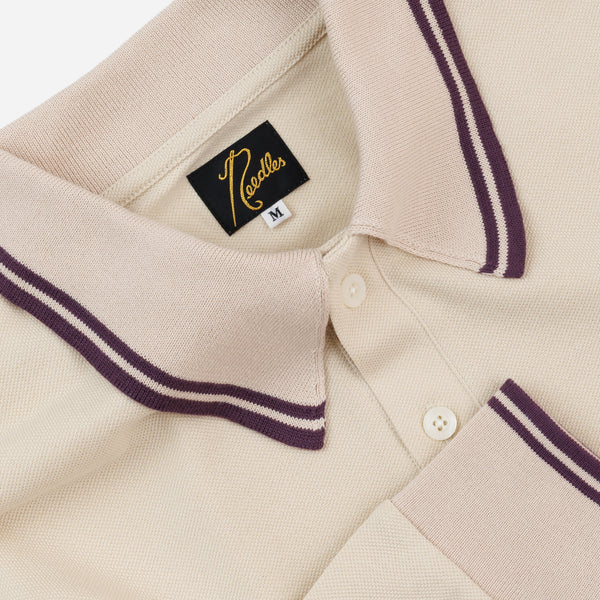 Needles Regular Collar Long Sleeve Polo - Beige
