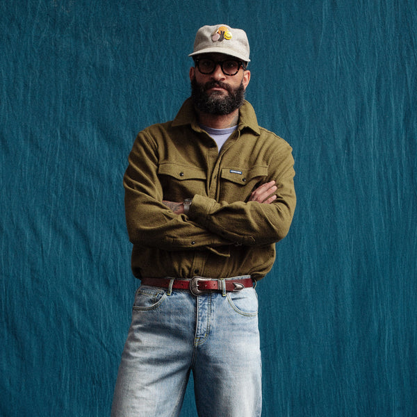 NOTCHED POCKET HEAVY FLANNEL OVERSHIRT - OLIVE