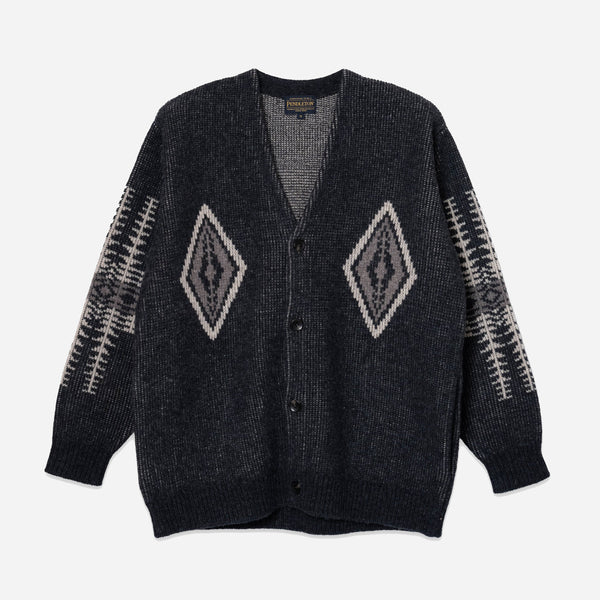 LAMBSWOOL CARDIGAN - BLACK HARDING
