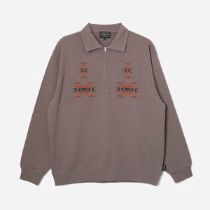 Pendleton - PIGMENT DYED HALF ZIP SWEATSHIRT - MOCHA -  - Main Front View