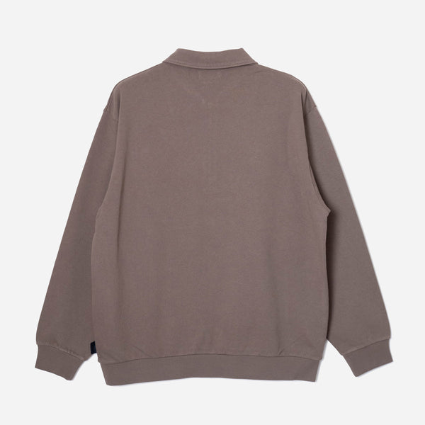 PIGMENT DYED HALF ZIP SWEATSHIRT - MOCHA