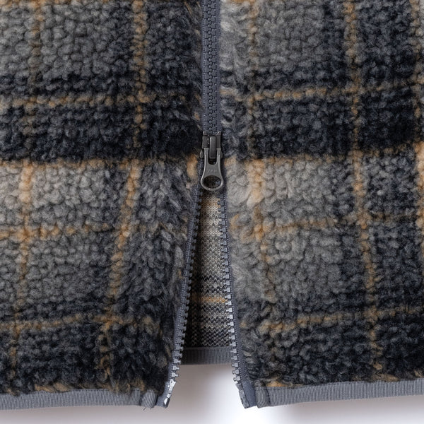 SHERPA BOA FLEECE VEST - PLAID/OFF WHITE-MUSTARD