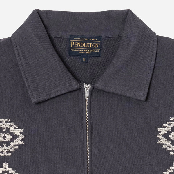 PIGMENT DYED HALF ZIP SWEATSHIRT - SLATE GREY